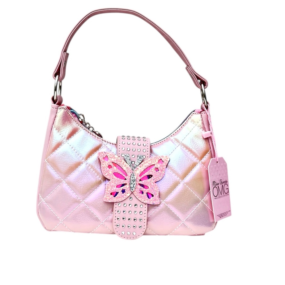 Pink Quilted Shoulder Bag with Bow